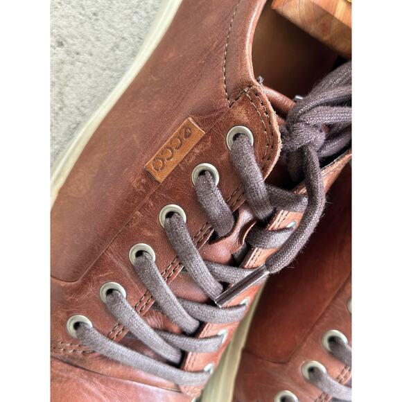 Ecco Soft 7 Sleek Scandinavian Design Men’s 7 Brown Leather Sneaker Shoe Comfort - Picture 5 of 7